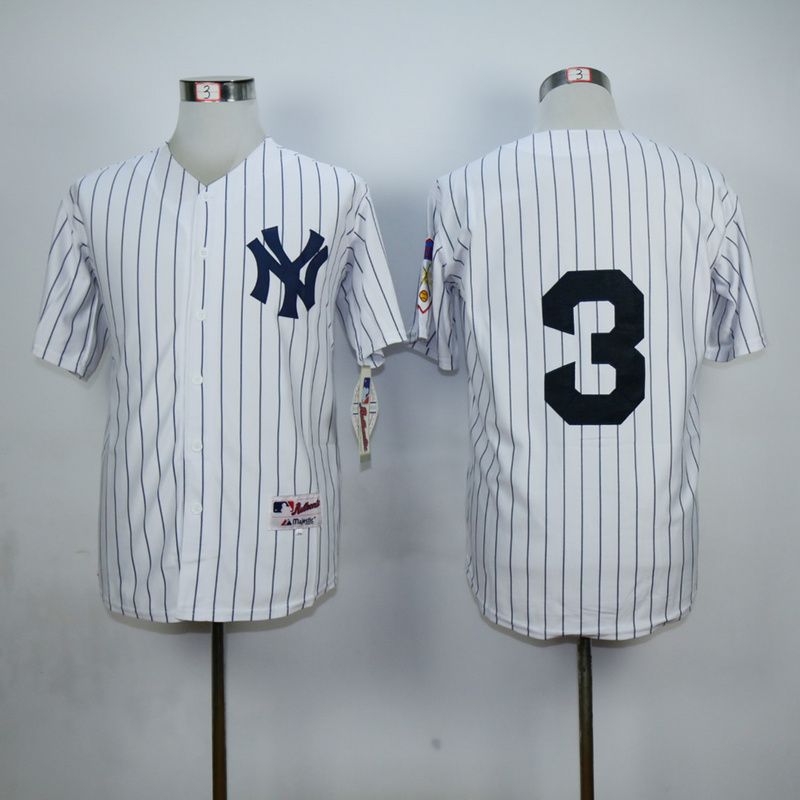 Men New York Yankees 3 No name White MLB Jerseys